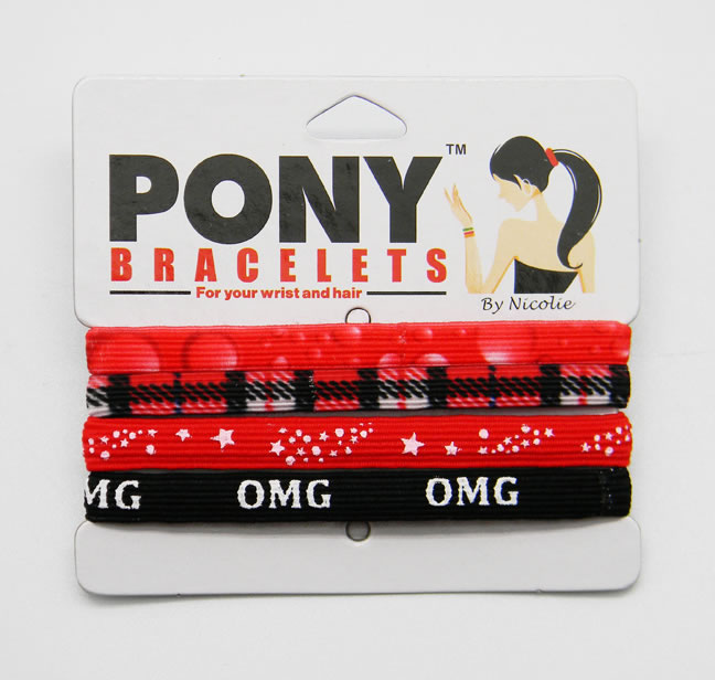 BLACK/RED PLAID PONY BRACELETS